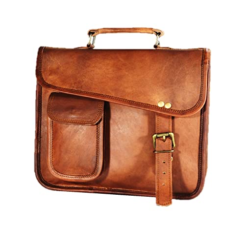 URBAN DEZIRE Men's Genuine Leather Small Briefcase Messenger Satchel Ipad Tab Tablet Bag 11 compatible with Apple product - size: 11" Width x 9" Height x 3.5" Depth