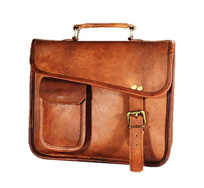 URBAN DEZIRE Men's Genuine Leather Small Briefcase Messenger Satchel Ipad Tab Tablet Bag 11 compatible with Apple product - size: 11" Width x 9" Height x 3.5" Depth