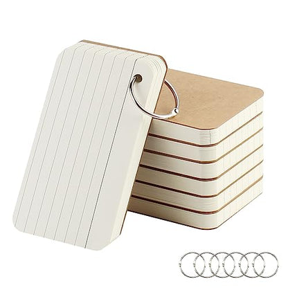 zmybcpack 6 Pack 360 Pcs 3x5 Inches Lined Flash Cards with Binder Rings | Ruled Index Cards Study Cards Lined Note Cards for Studying, School, Memory, 60 Sheets Each Pack - size: 3"x5"(6pack lined)