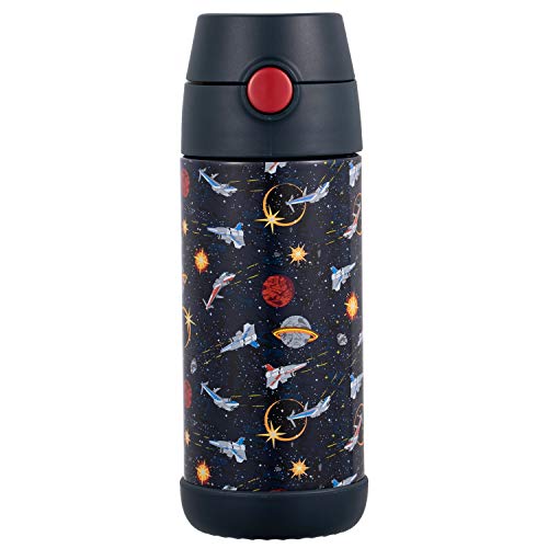 Snug Insulated Kids Water Bottle with Straw & Spout – Double-Wall Stainless Steel, Leakproof, Easy-Flip Lid – For School, Travel, Toddlers & Big Kids - Space Wars, 12oz - color: Space, size: 11.8 Ounces