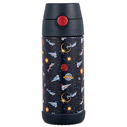 Snug Insulated Kids Water Bottle with Straw & Spout – Double-Wall Stainless Steel, Leakproof, Easy-Flip Lid – For School, Travel, Toddlers & Big Kids - Space Wars, 12oz - color: Space, size: 11.8 Ounces