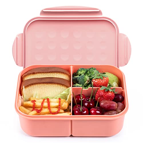 MISS BIG® Large Bento Lunch Box for Adults, 1900ml, 3 Compartments, Pink | Pink 1900ml large lunch box for adults, work meals, office meal prep, picnic, road trip, and travel. - color: Light Pink, size: 1900ml