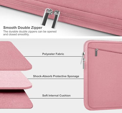 15.6 inch Laptop Case, Slim Computer Carrying Bag Protective Cover Briefcase with Front Pocket, Durable Laptop Sleeve for 15-16 Inch HP, Dell, Lenovo, Asus- Red Pink - color: Red Pink, size: 15.6 Inch