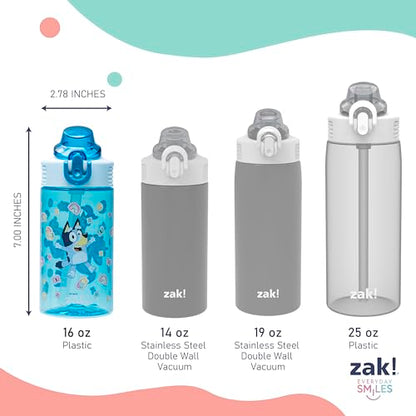 Zak Designs Bluey Sage Kids Water Bottle For School or Travel, 16oz Durable Plastic Water Bottle With Straw, Handle, and Leak-Proof, Pop-Up Spout Cover, 2-Pack Set (Bluey & Bingo) - color: Bluey & Bingo