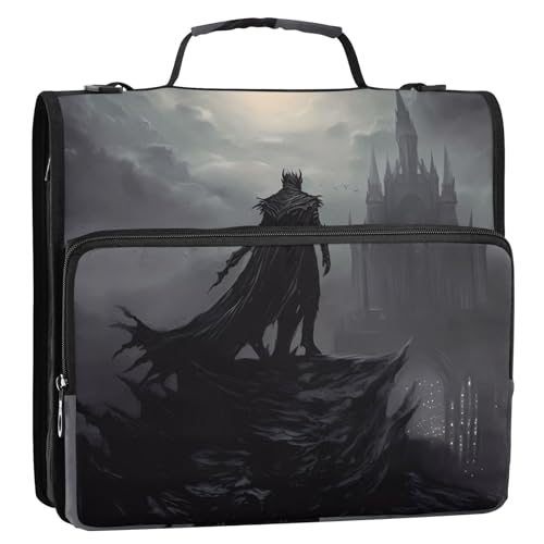 3 Ring Zipper Binder with Shoulder Strap Death 3 Handle 1.5 inch Portfolio File Organizer Bag School Office 500 Sheets Capacity