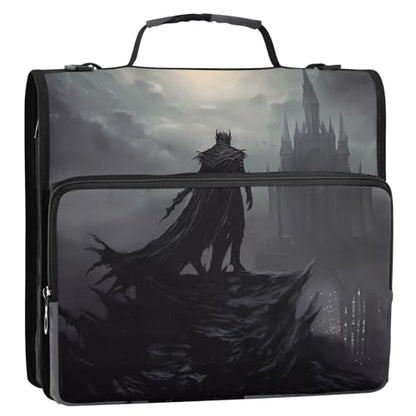 3 Ring Zipper Binder with Shoulder Strap Death 3 Handle 1.5 inch Portfolio File Organizer Bag School Office 500 Sheets Capacity