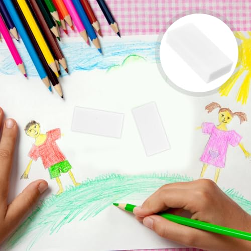 20pcs White Rectangular Pencil Erasers for Students, Small PVC Drawing Erasers for School Art Sketching and Classroom Use