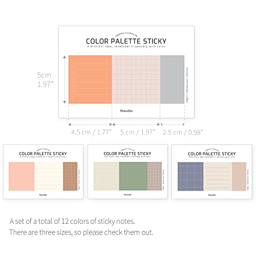 Monolike Color Palette Sticky Plan 30p B Set 4P - Self-Adhesive Memo Pad 30 Sheets - color: Plan 30p B