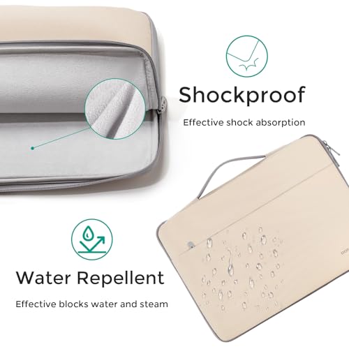 DOMISO 14 inch Laptop Case Sleeve Protective Cover Compatible with 15 inch MacBook Air M4 M3 M2,MacBook Pro,14-15 inch HP Dell ASUS Lenovo Chromebook,Waterproof Computer Cases Bag with Handle,Beige - color: Beige, size: 15" for Macbook Air