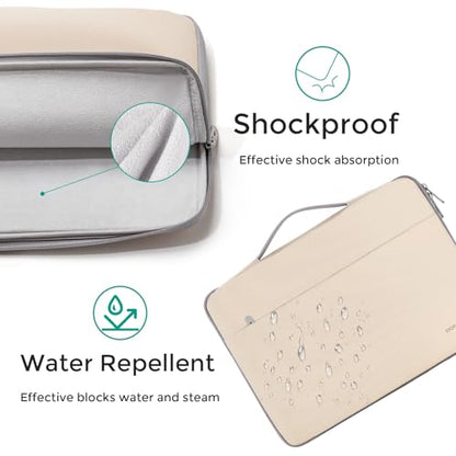 DOMISO 14 inch Laptop Case Sleeve Protective Cover Compatible with 15 inch MacBook Air M4 M3 M2,MacBook Pro,14-15 inch HP Dell ASUS Lenovo Chromebook,Waterproof Computer Cases Bag with Handle,Beige - color: Beige, size: 15" for Macbook Air