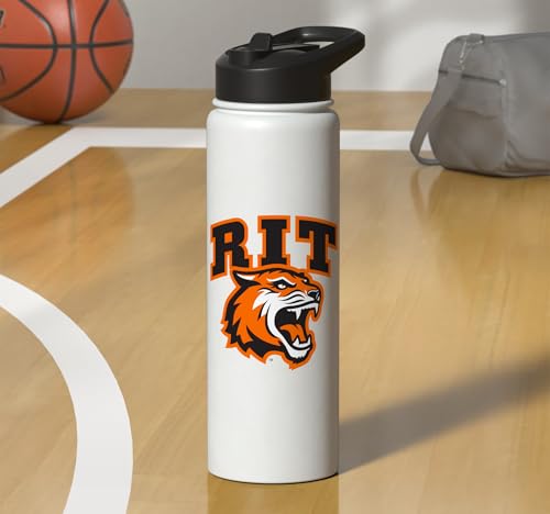 Rochester Institute of Technology RIT Tiger Stacked Logo Stainless Steel Insulated Water Bottle - color: White