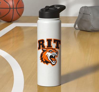 Rochester Institute of Technology RIT Tiger Stacked Logo Stainless Steel Insulated Water Bottle - color: White