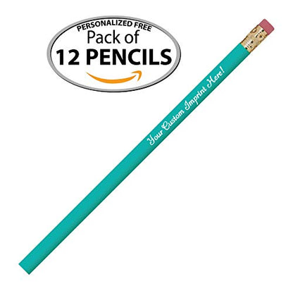 Express Pencils™ Personalized Pencils Round Custom Imprinted with your Name/Text/Logo/Message- 12 pkg - Includes Personalization - Great Gift Ideas (Light Turquoise) - color: Light Turquoise