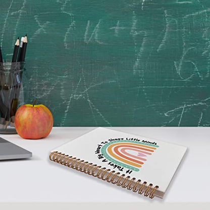 VNWEK Teacher Appreciation Gifts Spiral Notebook Journal 5.5 x 8.3 inches,It Takes a Big Heart to Shape Little Minds Boho Rainbow Lined Hardcover Spiral Notebook,Thank You Gifts for Teacher - color: jsj-notebook-11
