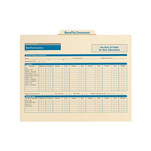 ComplyRight Benefits/Insurance Folder, Landscape, Pack of 25 | 9-1/2" x 11-3/4", Document Filing Folder for Businesses, HR Employee Management Documentation Office Supplies - style: Benefits/Insurance