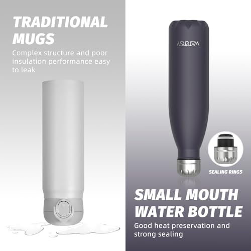 WATERSY Stainless Steel water bottles,17oz/500ml Insulated Water Bottles,Dark Purple metal water bottle Keeps Drink Cold and Hot,BPA Free kids water bottles for School,Gym,Travel,Sports - color: Dark Purple