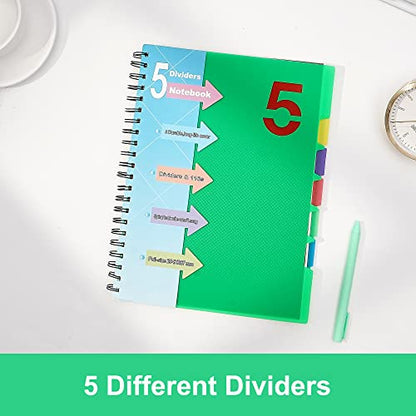 CAGIE 5 Subject Notebook & Discbound Notebook - 2 Pack, College Ruled A5 Notebook for School,Work