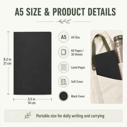 Mimorou 100 Pcs Journals Notebooks Bulk - Kraft Softcover A5 Small Notebooks 5.5 Inch x 8.3 Inch Notepads with 60 Page 30 Sheet for Writing Sketch Travel Office Supplies(Black,Lined) - color: Black, style: Lined