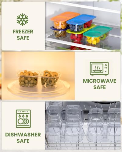 Snack Pack Containers for Kids, 5 Pack Reusable Snack Containers with Lids, 2 Compartment Small Bento Snack Box, BPA-Free Wheat Straw Lunchbox Accessories for School, Travel, Meal Prep - color: 5 Pack Gemstone Bright