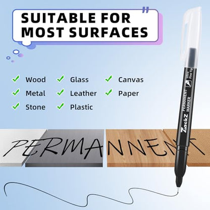 ZackZ Ultra Fine Point Permanent Black Marker, 0.4 mm Tip, 85 pack, Waterproof & Fade-Proof Ink, Quick Drying, Writing on Paper, Plastic, Metal, Glass - size: 1 Count (Pack of 85)