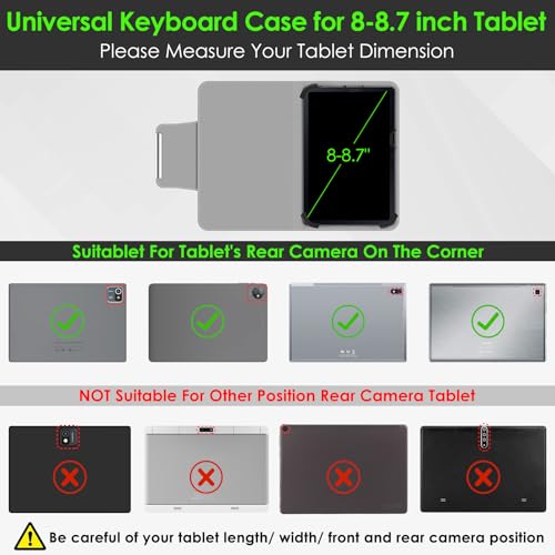 DETUOSI Universal 8.0-8.7 inch Wireless Bluetooth Keyboard for iPad,Samsung Tablet, iPhone Smartphone, iOS, Android Tablets Multi-Device Travel Portable