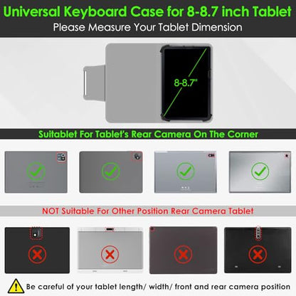 DETUOSI Universal 8.0-8.7 inch Wireless Bluetooth Keyboard for iPad,Samsung Tablet, iPhone Smartphone, iOS, Android Tablets Multi-Device Travel Portable