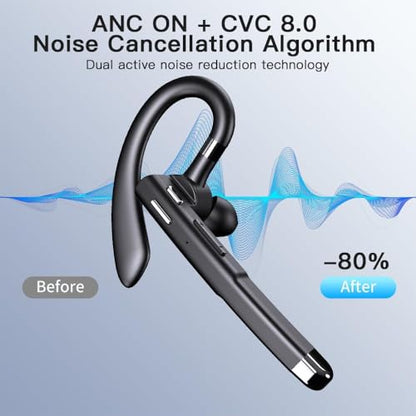 Hsility Bluetooth Headset with USB Type C 270 Degrees Rotatable Microphone for Truck Driver Bussiness and Travel