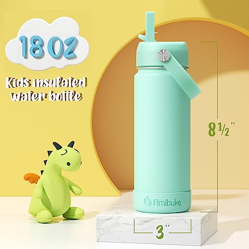 Fimibuke Kids Insulated Water Bottle, 18oz BPA FREE 18/8 Stainless Steel Kids Cup with Straw Travel Tumbler Double Wall Vacuum Leak Proof Toddler Water Bottle for School Boys Girls(1 Pack, Black) - color: B10. Black