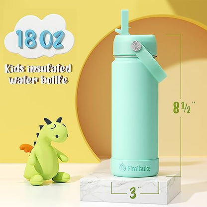 Fimibuke Kids Insulated Water Bottle, 18oz BPA FREE 18/8 Stainless Steel Kids Cup with Straw Travel Tumbler Double Wall Vacuum Leak Proof Toddler Water Bottle for School Boys Girls(1 Pack, Black) - color: B10. Black
