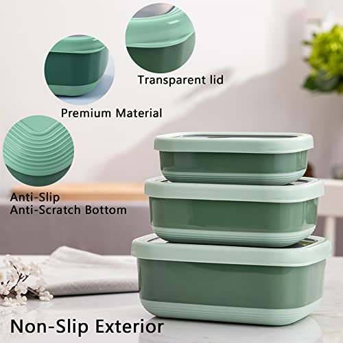 Lille Home Leak Proof Steel Food Containers - Snack Stainless Steel Containers - Ideal for Educational Settings & Daycare - Nesting Trio with Silicone Lids - 47oz+30oz+16oz - Dark Green - color: Dark Green