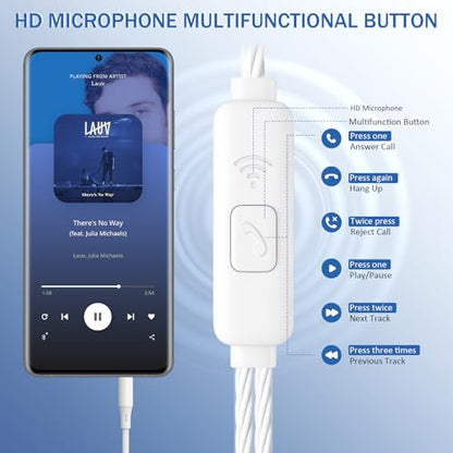 Jogteg Earbuds Headphones with Microphone Pack of 5, Noise Isolating Wired Earbuds, Earphones with Powerful Heavy Bass Stereo, Compatible with Android, Phone, Laptops, MP3 and Other Interfaces (3.5mm) - color: White