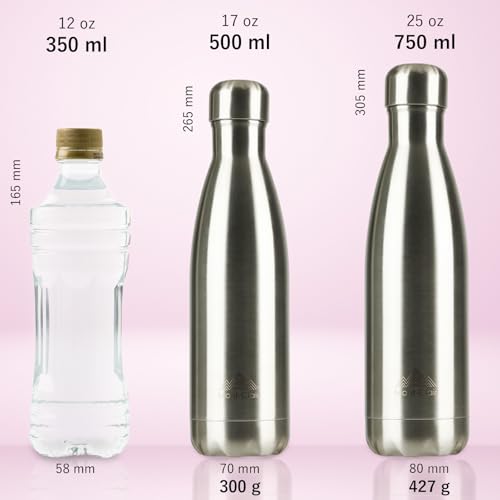 Mont-Clair Stainless Steel Water Bottle, Vacuum insulated - BPA Free, 12h Hot & 24h Cold Drinks, Metal Water Bottle 17 oz Leakproof, Ideal for Adult, Kids, Running - Pink - color: Pink, style: 17 Ounces