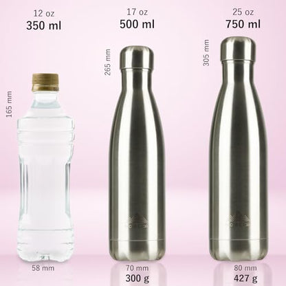 Mont-Clair Stainless Steel Water Bottle, Vacuum insulated - BPA Free, 12h Hot & 24h Cold Drinks, Metal Water Bottle 17 oz Leakproof, Ideal for Adult, Kids, Running - Pink - color: Pink, style: 17 Ounces