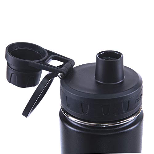 Drinco Stainless Steel Water Bottle Spout Lid Vacuum Insulated Double Wall Water Bottle Wide Mouth (40oz 32oz 22oz 18oz 14oz) Leak Proof Keep Cold Sport Camping Hiking (22 oz, 22oz Black) - color: 22oz Black, size: 22 Ounces