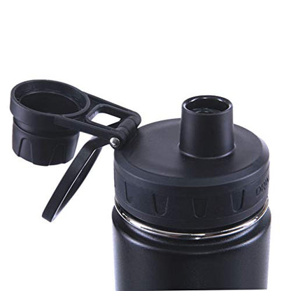 Drinco Stainless Steel Water Bottle Spout Lid Vacuum Insulated Double Wall Water Bottle Wide Mouth (40oz 32oz 22oz 18oz 14oz) Leak Proof Keep Cold Sport Camping Hiking (22 oz, 22oz Black) - color: 22oz Black, size: 22 Ounces