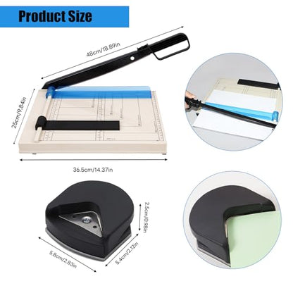 Guillotine Paper Cutter,12" Heavy Duty Paper Cutter with Corner Rounder,12 Sheet Capacity,Guillotine Paper Trimmer for Crafting, Classroom and Office