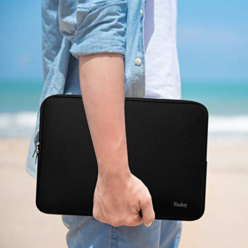 Naukay Laptop Sleeve Case, 15.6 Inch,Resistant Neoprene Notebook Computer Pocket Case/Tablet Briefcase Carrying Bag Compatible Asus/Dell/Fujitsu/HP/Sony/Toshiba/Acer- (Black) - color: Black, size: 15.6 inch