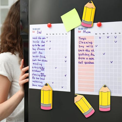 Kolldenn 8 Pcs Back to School Pencil Shaped Magnetic Dry Erase Erasers Whiteboard Cleaning Erasers Classroom Chalkboard Wiper Teacher Supplies for First Day of School Preschool Classroom