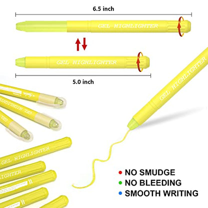feela 24 Pack Yellow Gel Bible Highlighters Markers Pens Journaling Supplies, No Bleed Through For Highlighting Journal School Office