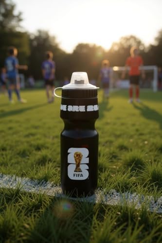 Official FIFA World Cup 2026 Edition 24oz Refillable Squeeze Water Bottle - color: Black