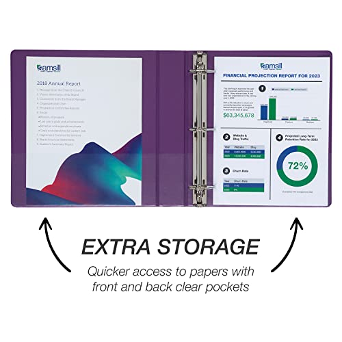 Samsill Durable 1.5 inch 3 Ring Binder, D Ring Binder, 100% Recycled Chipboard, Purple - color: Purple, size: 1 Pack, style: 1.5 Inch