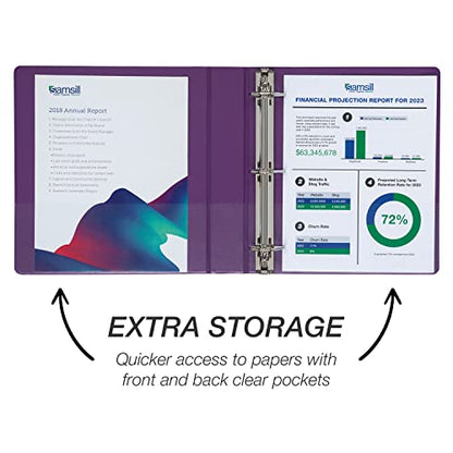 Samsill Durable 1.5 inch 3 Ring Binder, D Ring Binder, 100% Recycled Chipboard, Purple - color: Purple, size: 1 Pack, style: 1.5 Inch