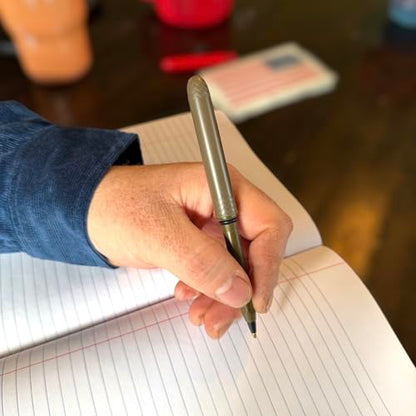 The USA Made Pocket Pen – 8 Pack – compact, affordable, lightweight, EDC black ink ballpoint pen – waterproof and floats – carries small, writes big (Flat Dark Earth) - color: Earth Green