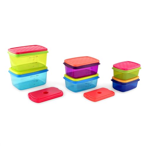 Fit & Fresh Kids' Healthy Lunch Set, 14-Piece Value Reusable Container Set with Removable Ice Packs, Leak-Proof, BPA-Free, Portion Control, Multicolor - style: Kids Healthy Lunch Set - 14 Piece