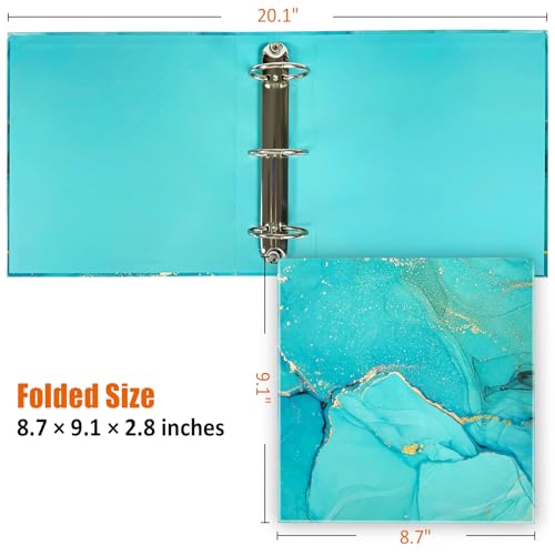 Mini 3 Ring Binder 5.5 x 8.5, 2-Inch Binder, Round Ring, Blue, 2 Pack | Marble Pattern, Ring Spacing 2.75in