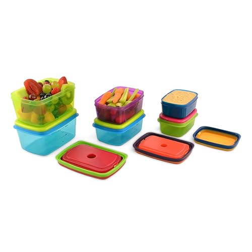 Fit & Fresh Kids' Healthy Lunch Set, 14-Piece Value Reusable Container Set with Removable Ice Packs, Leak-Proof, BPA-Free, Portion Control, Multicolor - style: Kids Healthy Lunch Set - 14 Piece