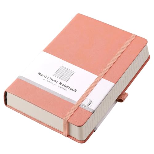 AHGXG Thick Journal Lined Notebook, 320 Numbered Pages Leather Journal for Women, A5 Notebook College Ruled, 100gsm Paper,Faux Leather Hardcover, 5.75'' X 8.38''-Pink - color: Pink, size: A5