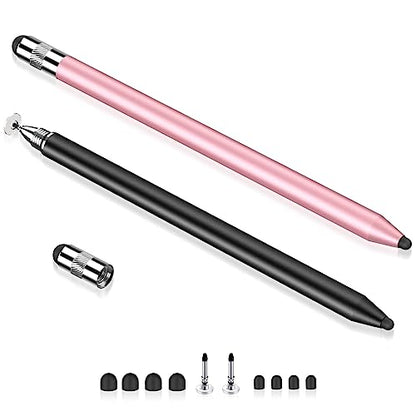 MEKO 3 in 1 Stylus Pens for Touch Screens, High Sensitivity & Precision Capacitive Stylus for Apple iPad iPhone Tablets Samsung Galaxy All Universal Touchscreen Devices (2 Pack-Black/Rose Gold) - color: Black/Rose Gold