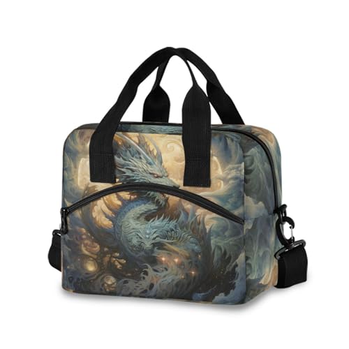 ALAZA Vintage Style Dragon Insulated Lunch Bag Women Men Portable Reusable Cooler Lunch Tote Bag for Work Office Picnic College - color: Multi 19