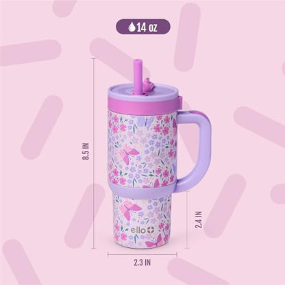 Ello Oasis 14oz Stainless Steel Toddler Tumbler with Handle & Retracting Straw, 100% Leakproof, Double-Wall Vacuum Insulated, Kids Water Bottle for School, BPA Free, Dishwasher Safe, Winging It - color: Winging It, size: 14 Ounces
